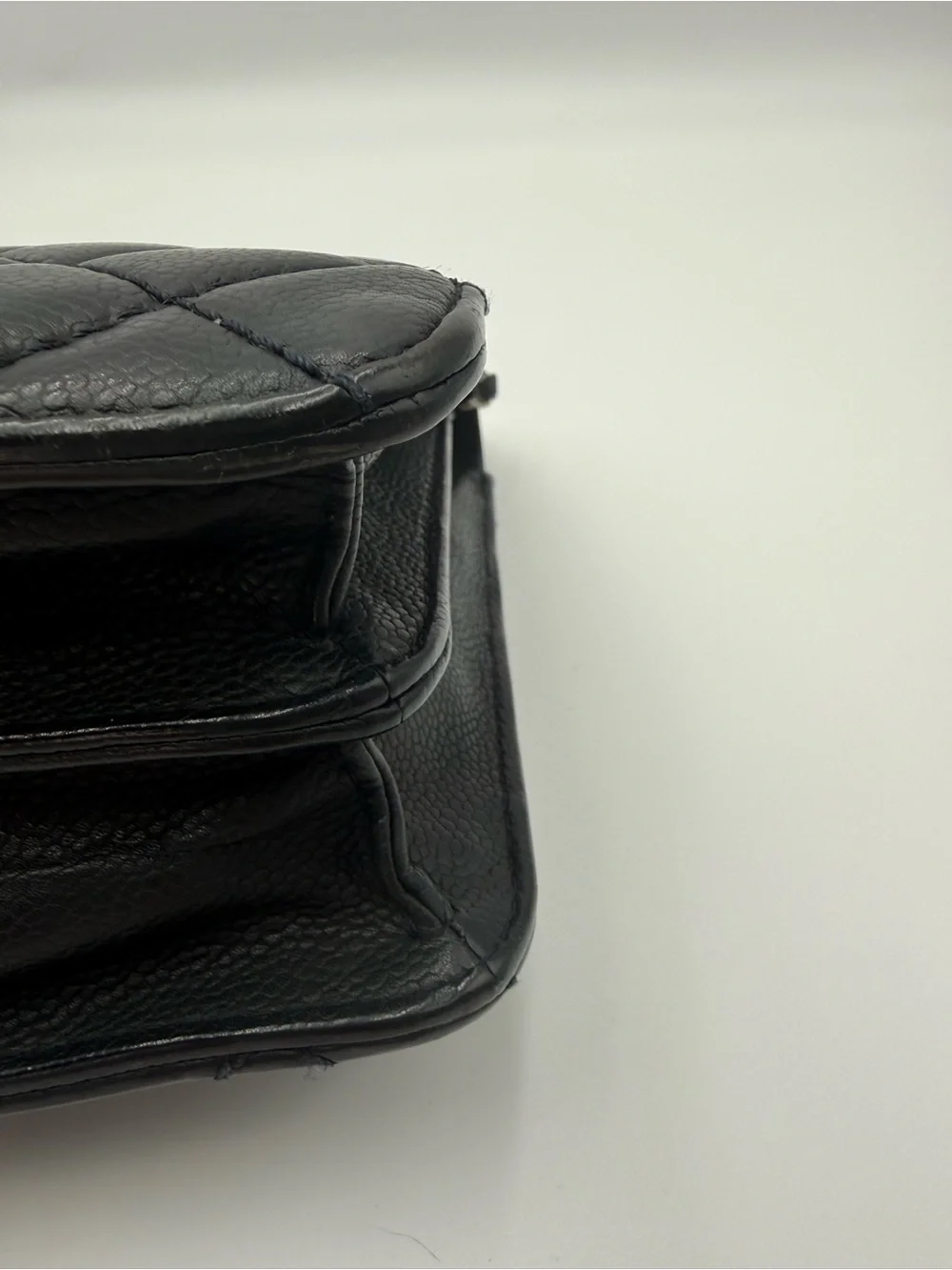 Chanel Quilted Leather Shoulder Bag in Black Caviar